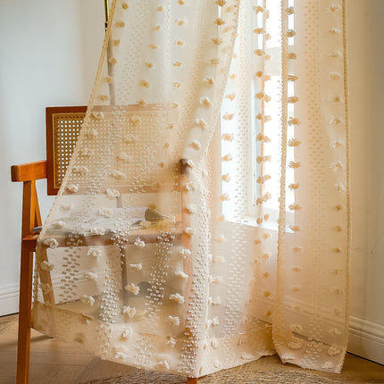 Bohemian Tufted Textured Embroidered Floral Curtains