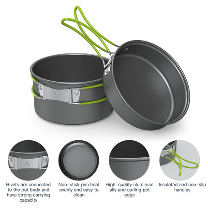 1 Set Aluminum Portable Camping Cookware