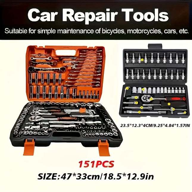 Ultimate 151/46-piece set of automotive machinery tool kits - high-quality ratchet torque wrench