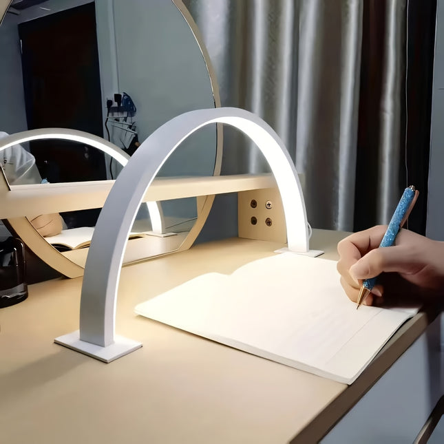 White Crescent Moon LED Desk Lamp - Adjustable Brightness