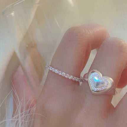 Charming Sweet Zircon Heart-shaped Ring For Girls