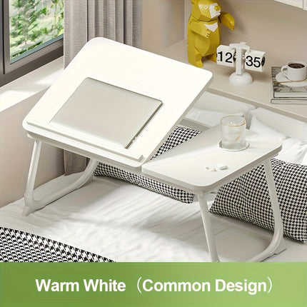 Wooden Laptop Desk] Adjustable Wooden Laptop Desk with Foldable Legs, Cup Holder