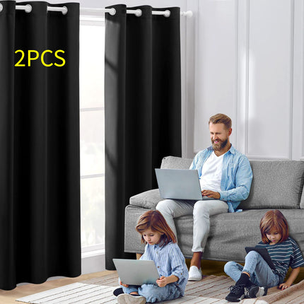 Amazon Cross-border Curtain Thickened Non-glossy Fabric Curtain Sun-blocking Heat-insulating Shade Wholesale Modern Minimalist