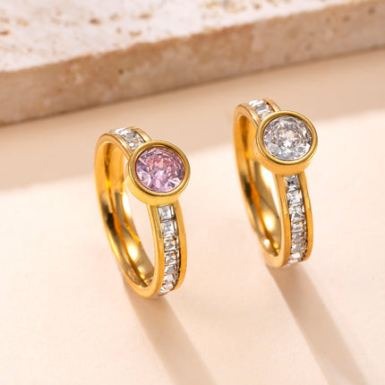 Stylish Stainless Steel Ring With A Welded Plate Set With Round Zirconia