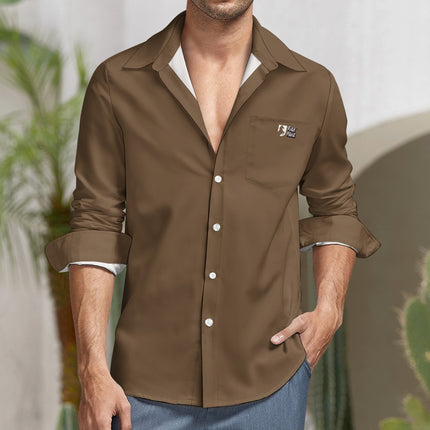 Peach Velvet Casual One Pocket Long Sleeve Shirt