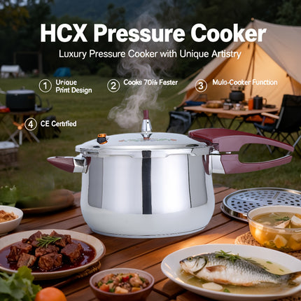 Stainless Steel Drum Pressure Cooker CE  Home & Commercial 22cm 6L  1600-Ton Triple-Layer Base