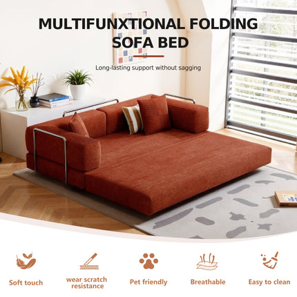 Sofa Bed | Convertible Floor Boneless Couch with Comfy Pillow, Modular Modern Corduroy Sofa