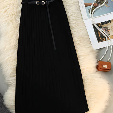 Ladies' Autumn/Winter New Arrival, Elegant High-Waisted A-Line Pleated Skirt