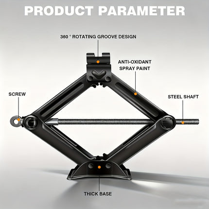 2 Ton Heavy Duty Scissor Jack - 4.2 to 38.1 cm Lift, Manual Car Jack with Handle