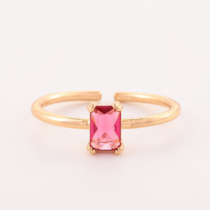 Retro Color Zircon 12th Birthday Stone Ring Simple Bracelet Ring