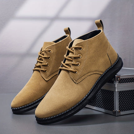Men'S Casual Fashion Sneakers - Low Top Lace-Up Boots, Solid Color, All-Season, with PU Upper