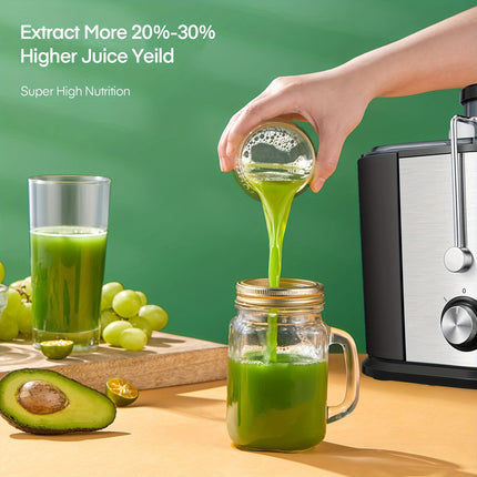 600W Juicer With Large Filling Shaft (65 Mm), Juicer Vegetables And Fruit, 2 Speed Levels, Anti-drip System