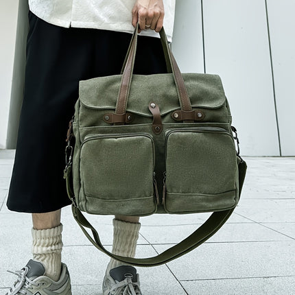 Large Capacity Multi-Compartment Canvas Men'S Bag, Stylish Men'S Shoulder Bag, Business Casual
