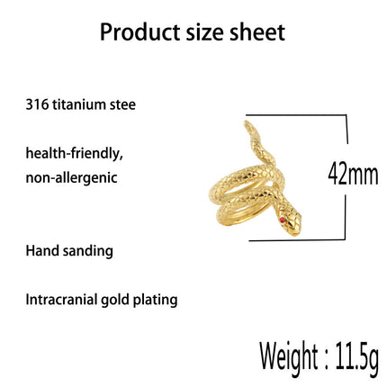 Titanium Steel Vintage Snake Animal Ring