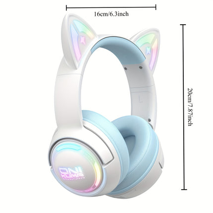 Professional Gaming Headset with Illuminated Cat Ears & RGB Lighting, Isolation