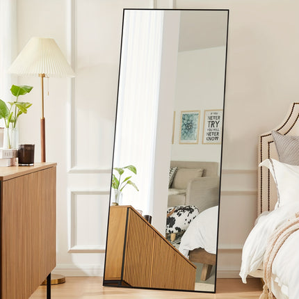 Floor Mirror, 64" x 21" Full Length Mirror with Stand, Hanging Mirror Wall Mounted Mirror with Aluminum