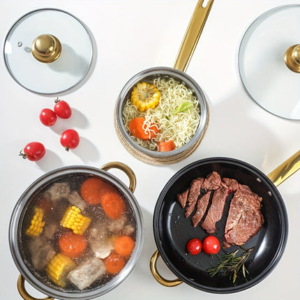 12 Pcs Stainless Steel Cookware Set, Pots And Pans Set Non Stick