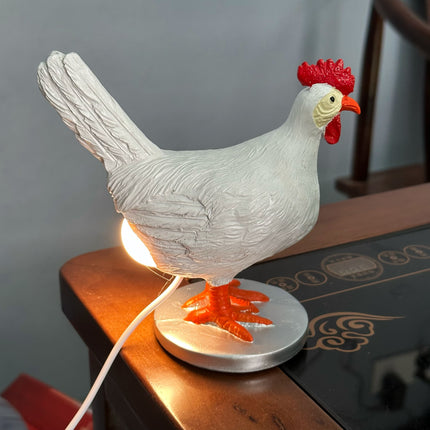 1pc Rustic Rooster Table Lamp, Resin Animal Theme Desk Light with Encaustic Finish,