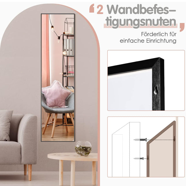 160 x 40 CM Full-length mirror, rectangular makeup mirror made of shatter-proof glass and an aluminum alloy frame