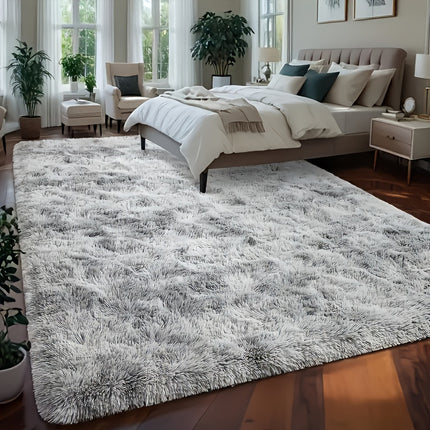 A 0.6MM High-Density Rebound Sponge Material, One Gray Tie-Dye Fluffy Soft Living Room Carpet,