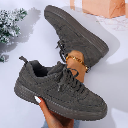 Men'S Stylish Solid Color Skate Shoes, Comfortable And Non-Slip Casual Lace-Up Sneakers