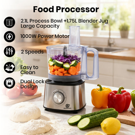 Processor Versatile with 1.75L Blender 1.2L Bowl Comes with Grinder Emulsifier Space-Saving
