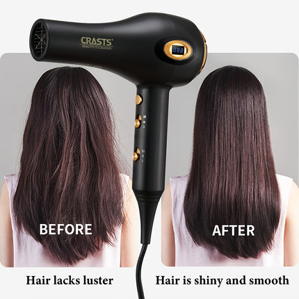 Professional High-Power Hair Dryer with a Display Screen, Designed for Salons, Featuring a Strong Airflow