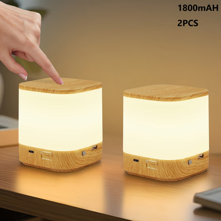 Wood Grain/White 1800/3600mAH LED Desk Lamp Office Lamp Touch Dimmable