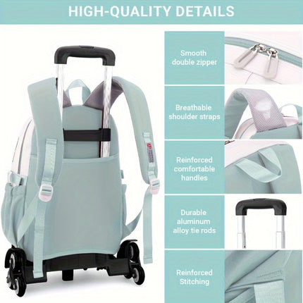1pc School Backpacks Trolley, Backpack School Bag With 6 Wheels, Trolley School Bags For School