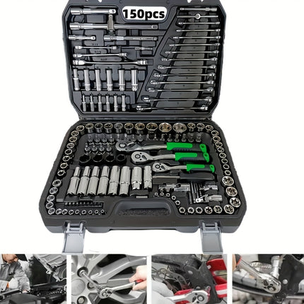 150/46pcs Auto Mechanical Repair Tool Set, Multifunctional with Socket, Wrench And Ratchet Set