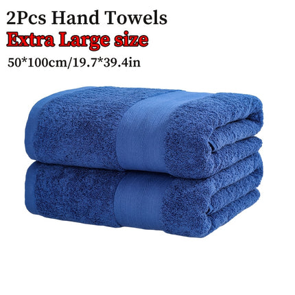 2pcs Extra Large Cotton Hand towels 50*100cm/19.7*39.4in, solid color Cotton 450GSM soft