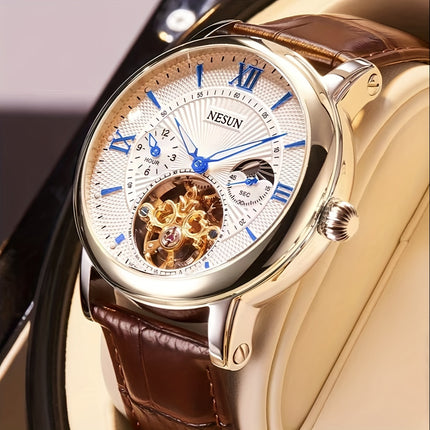 Automatic Mechanical Watch - Business Chronograph with Skeleton Dial, Golden