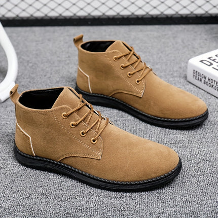 Men'S Casual Lace-Up Loafers - Brown Faux, Soft Sole, Round Toe, Comfortable Walking