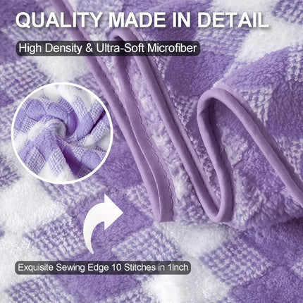 8 Piece Microfiber Towel Set, 4 Towels 2 Hand Towels 2 Bath Towels, Plaid Pattern Towel,