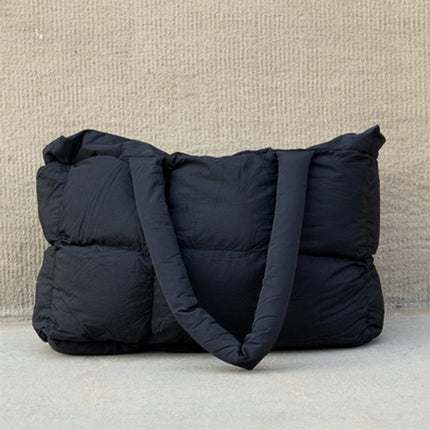 Cinnamon Solid Quilted Puffy Zipped Large Tote Bag