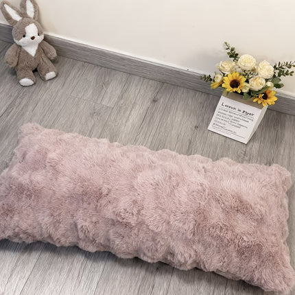 One High-End Encrypted Rabbit Fur Faux Long Strip Body Pillow with Zipper Closure Plush, Fluffy, Washable,