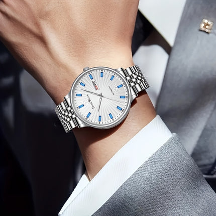Men'S Stainless Steel Mechanical Watch with Sapphire Crystal Round Dial - Automatic Winding Movement