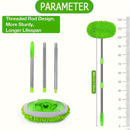 47.5" Long Handle Car Wash Brush Mop Kit for Washing, Detailing, and Cleaning Automotive