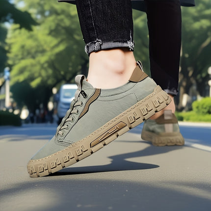 Men's Solid Color - Casual Sneakers - Preppy Style Low Top Skateboard Shoes - Breathable Non-Slip Lace-Up