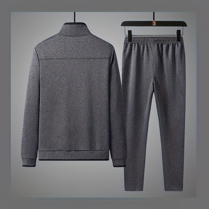 Sports Suit Men's Spring Casual Sports Wear Long Sleeve Open Chest Stand Collar Middle Aged Dad Autumn Coat