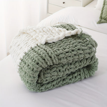 50"x60" Chunky Throw Blanket - Thick & Soft Chenille Yarn Oversized Green