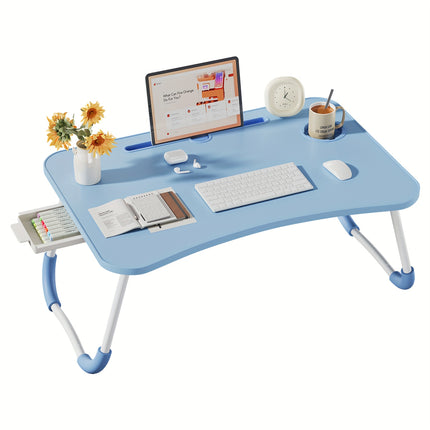 Portable Foldable Laptop Bed Desk Table Tray with Cup Holder & Storage Drawer