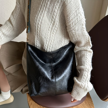 Women's Large Bohemian Style Shoulder Bag - Vintage Wide Strap Crossbody Bag with Adjustable Strap