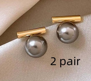 Women's Metal Pearl Stud Earrings