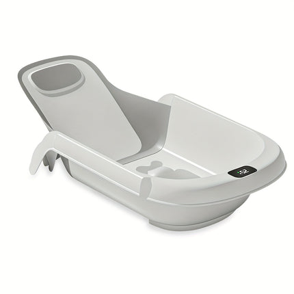 Newborn Baby Bath Seat with Anti-Slip Support & Thermometer - Adjustable Height Infant Bathing