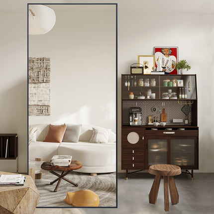 65" * 24 ", Floor Standing Mirror, Unique Vertical Mirror, Black Metal Frame Mirror