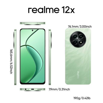 Realme 12X 5G 6GB+128GB 5G LTE, Global Version, Unlocked Cellphone, Android 14 Smartphone 50MP AI