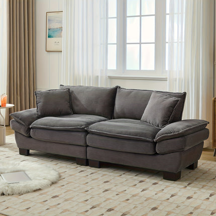 Sofa Designed for Two, Featuring Deep Seating And Corduroy Double-Layer Cushions