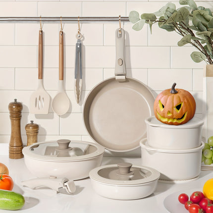 20pcs Pots And Pans Set,stick Ceramic Cookware Set With Removable Handles.