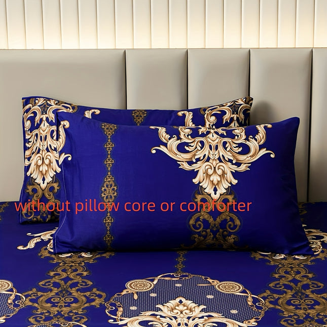 Printed Quilt Cover Set of Three: One Quilt Cover + Two Pillowcases 100% Polyester Comfortable,